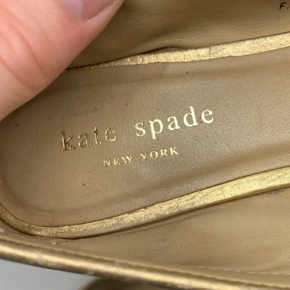 Kate Spade Gold Woven Loafers Size 7 - Picture 12 of 16